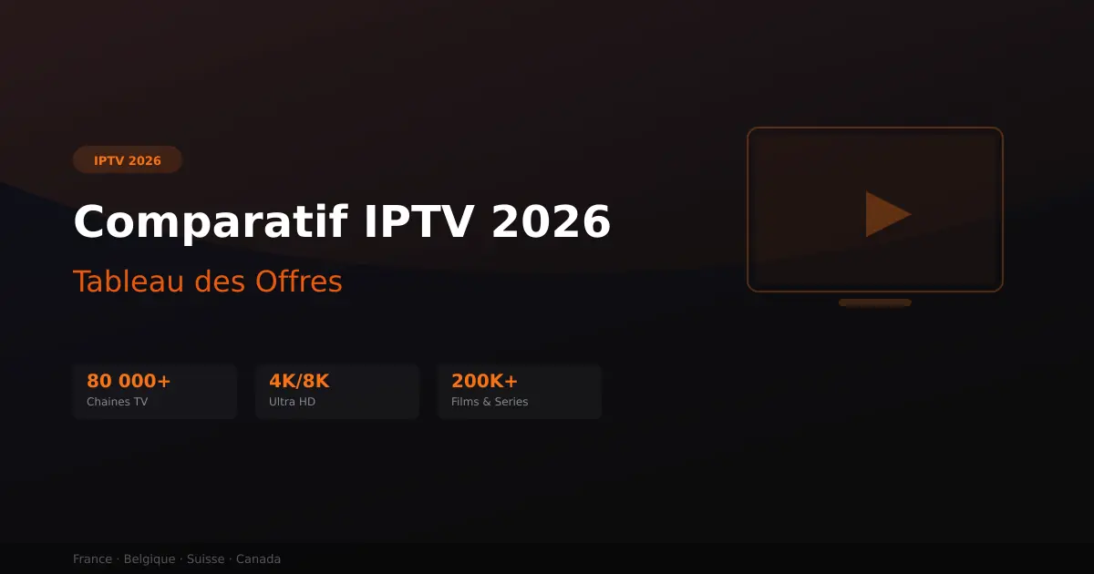Comparatif IPTV 2026 - tableau complet des offres